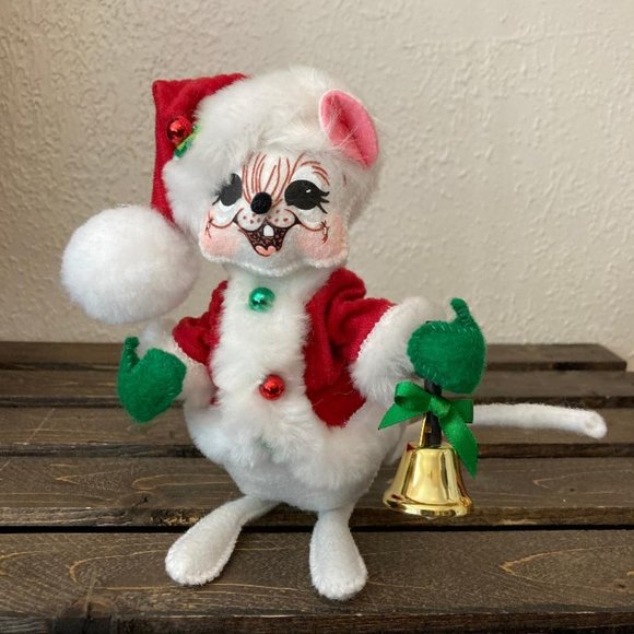 Annalee Mobilitee Dolls 2010 7" Christmas Mouse In Santa Suit W/Bell Wired Doll - Picture 1 of 7